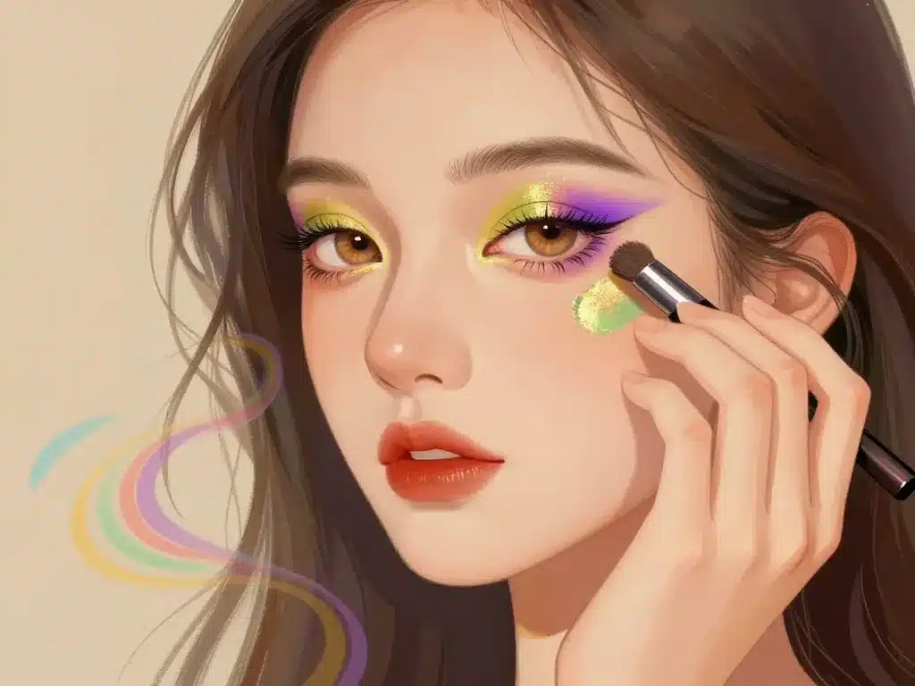 illustration maquillage yeux hazel couleurs vibrantes