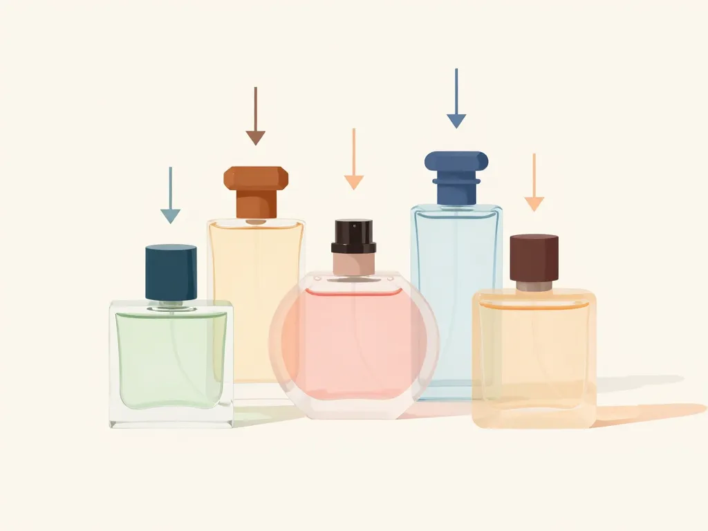 Diagramme comparatif dupes parfum bouteilles