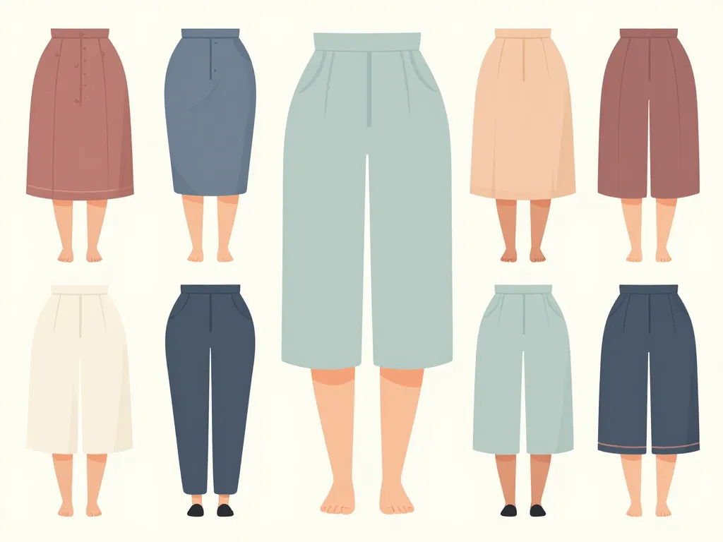 Différentes coupes de jupe culotte sur silhouettes