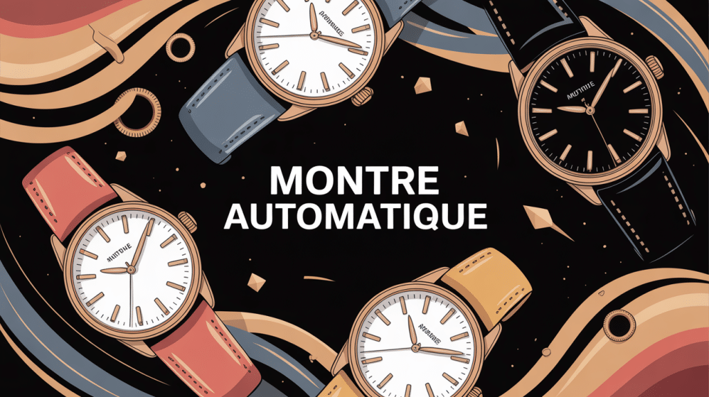 illustration montre automatique élégante avec rouages