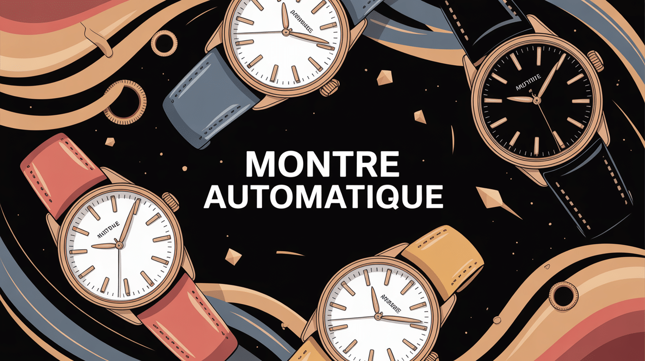 illustration montre automatique élégante avec rouages