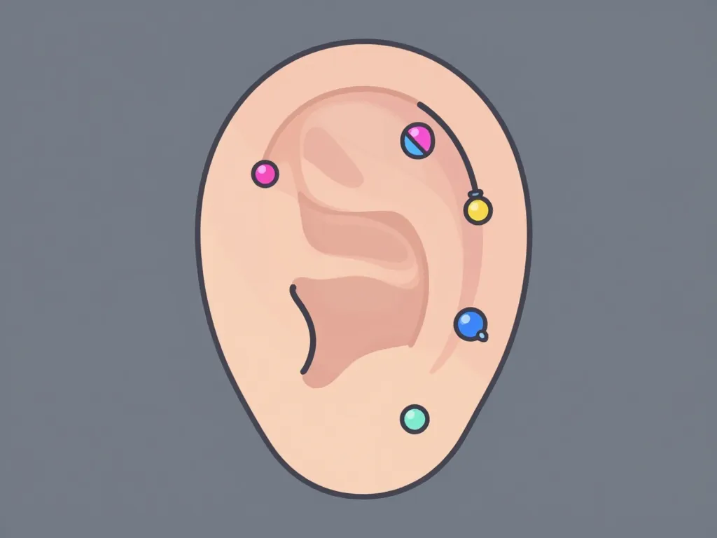 Diagramme des piercings d’oreille avec piercing oreille nom