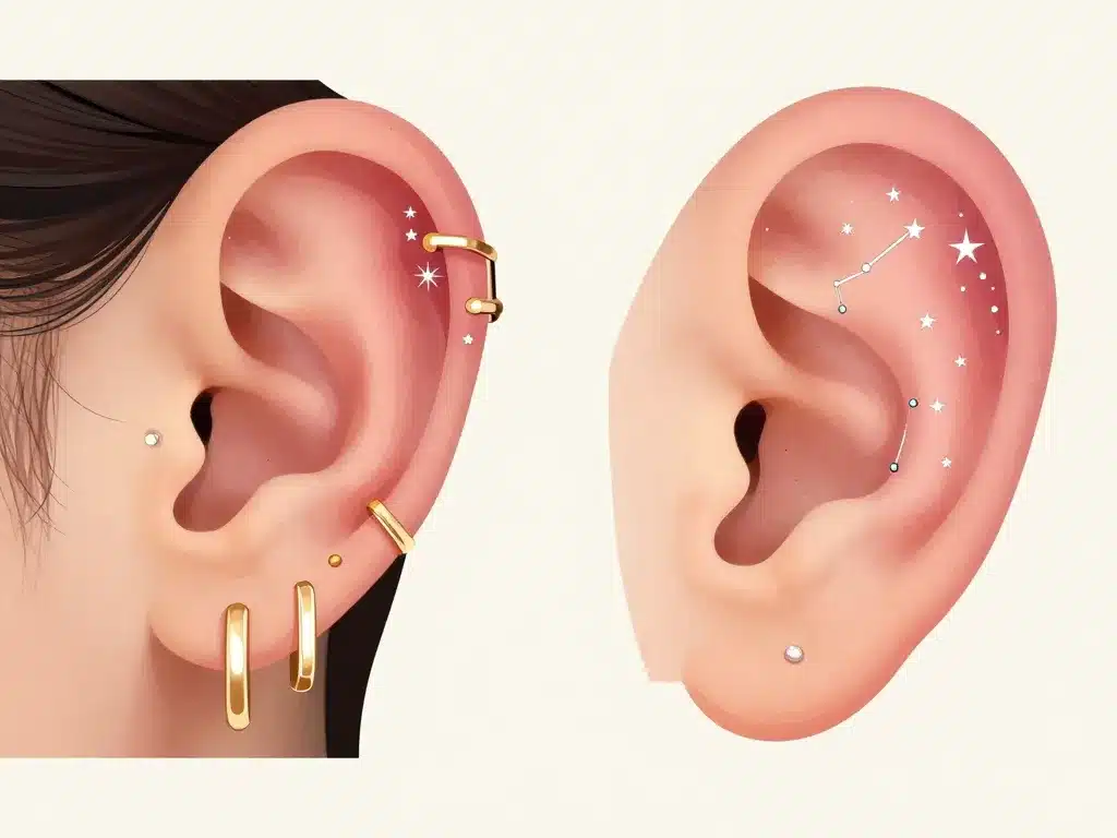 Illustration des tendances avec piercing oreille nom