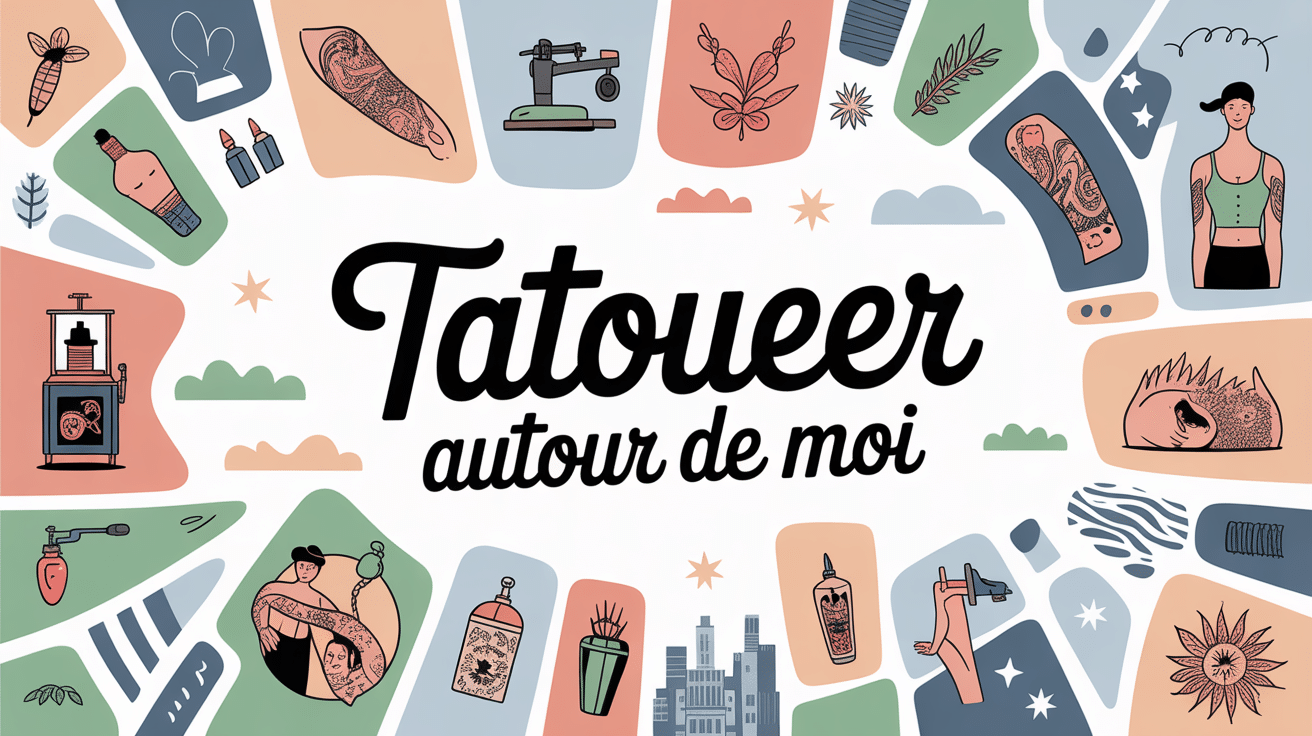 Tatoueur autour de moi carte stylisée et icônes tatouage