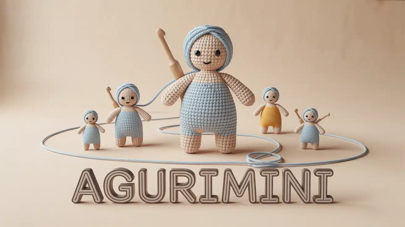 agurimini : figurines au crochet qui sortent de la pelote