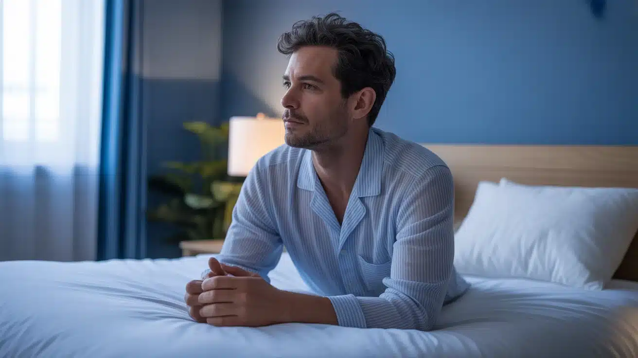 silhouette homme en chemise de nuit homme confortable et libre