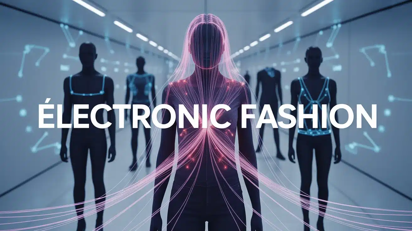 illustration electronic fashion vêtement technologie futuriste bleu argenté