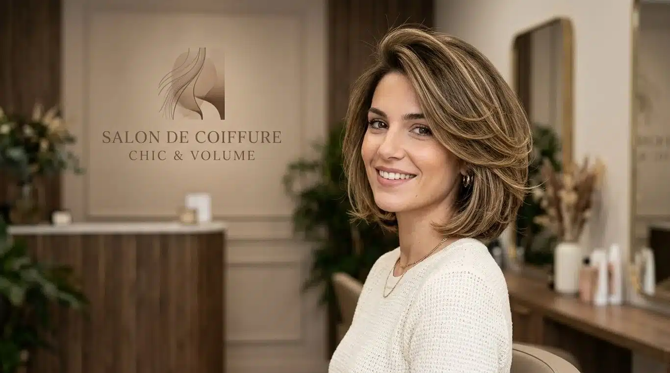 Modèle avec une coupe carré dégradé moderne et volumineuse