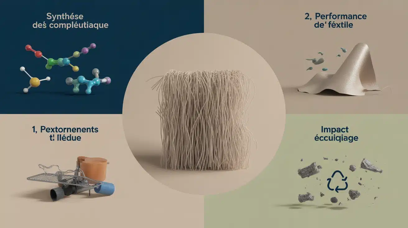 Illustration 3D 'polyester' : fibres, synthèse et impact écologique
