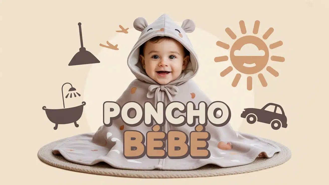 bébé souriant avec poncho bébé moelleux et capuche