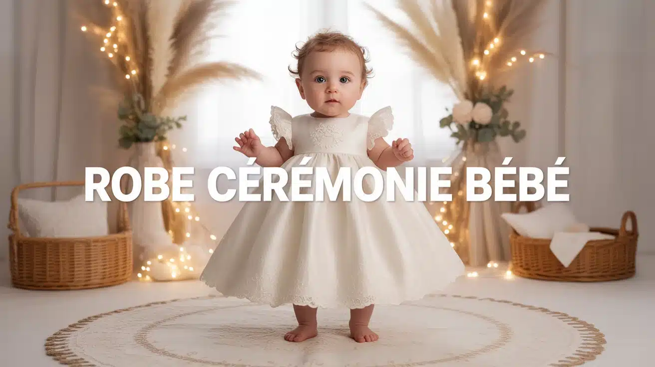 bébé en robe cérémonie bébé élégante avec dentelle et volants