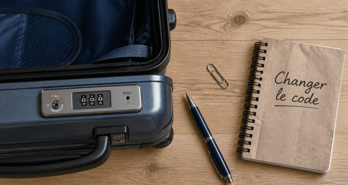 Changer code sur valise avec outils sur table