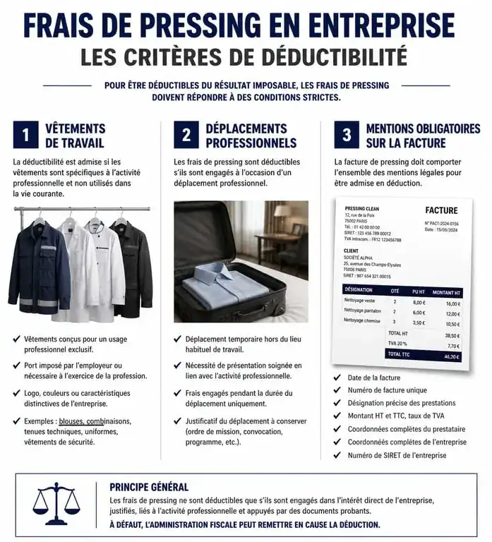 Infographie sur les conditions de remboursement des frais de pressing professionnel