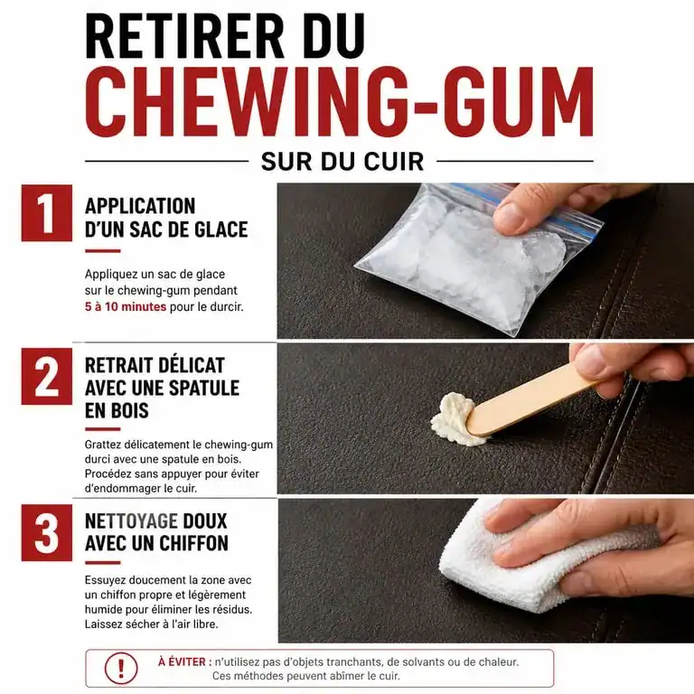 Étapes pour enlever du chewing-gum sur du cuir sans l'abîmer