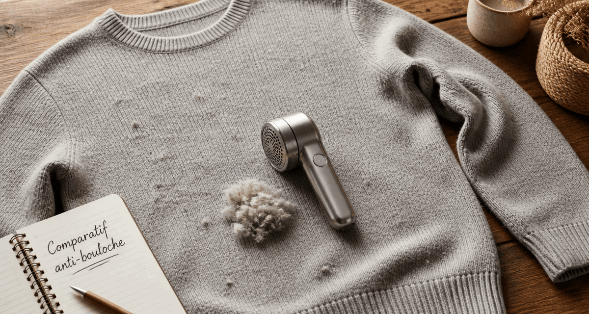meilleur rasoir anti bouloche sur pull en laine gris
