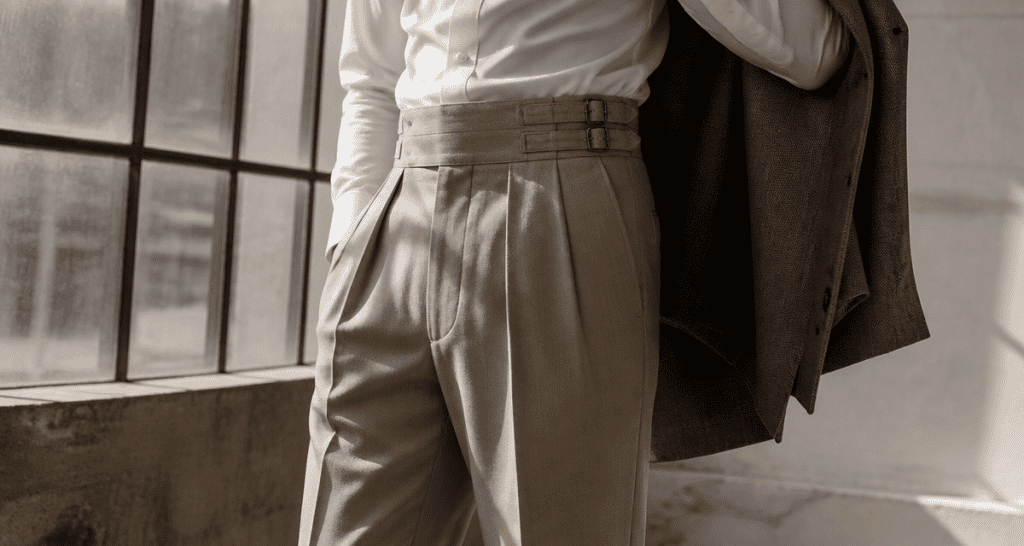 Pantalon Gurkha : l’héritage militaire, la taille haute et l’élégance sartoriale