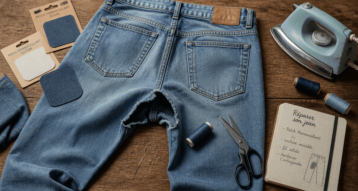 réparer un trou dans un jean sans machine à coudre outils
