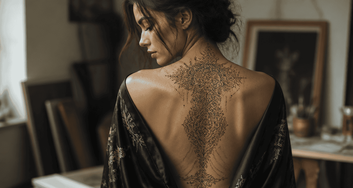 tatouage ornemental mandala sur dos femme