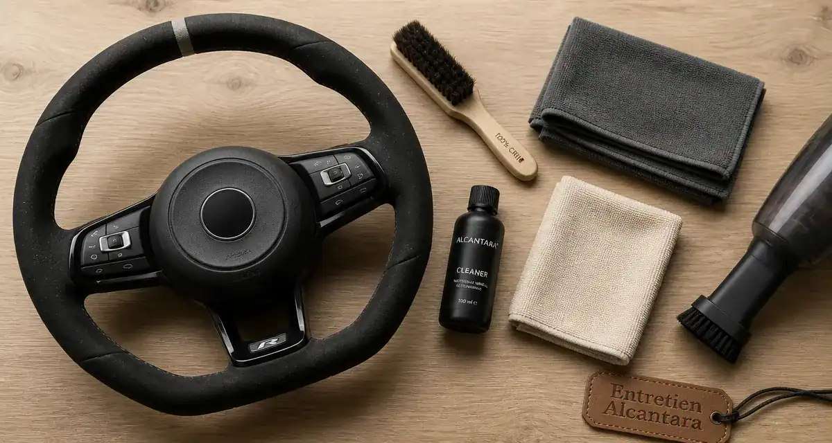 Alcantara nettoyage avec brosse, chiffon et aspirateur