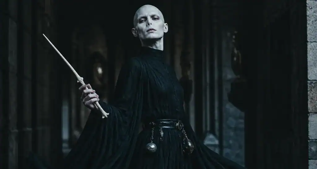 déguisement voldemort mannequin robe noire baguette
