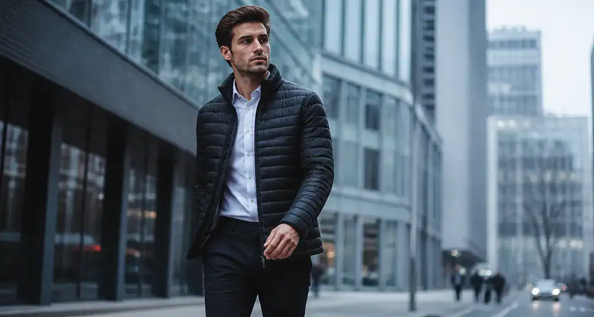 doudoune fine pour homme noire en ville