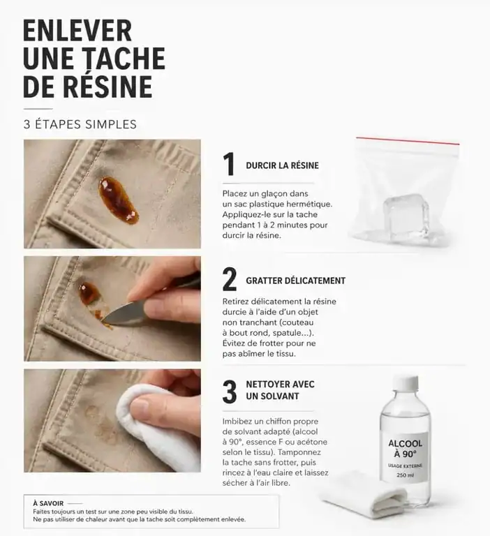 Étapes pour enlever des taches de résine sur un vêtement