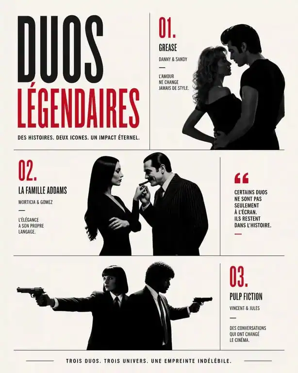 Idées de déguisement thème cinéma couple : silhouettes de duos iconiques pour soirée costumée