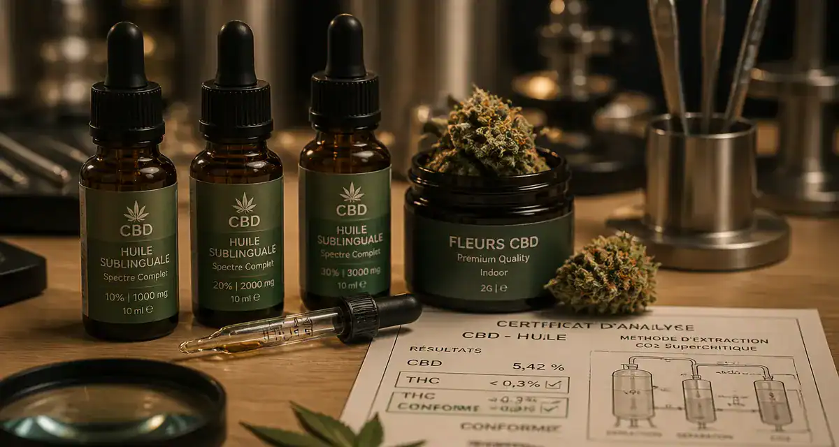 Le point chanvre : extraction CO2 CBD, flacons et contrôle THC <0,3%