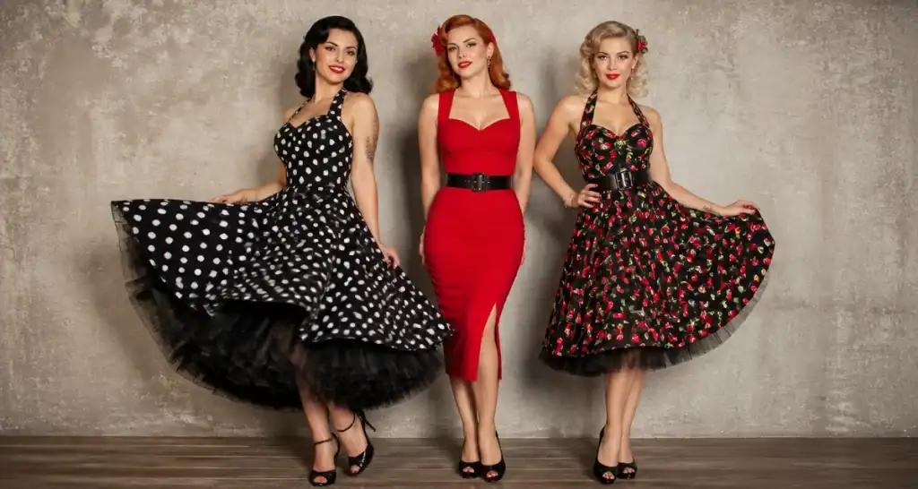 trois femmes en robe rockabilly iconique