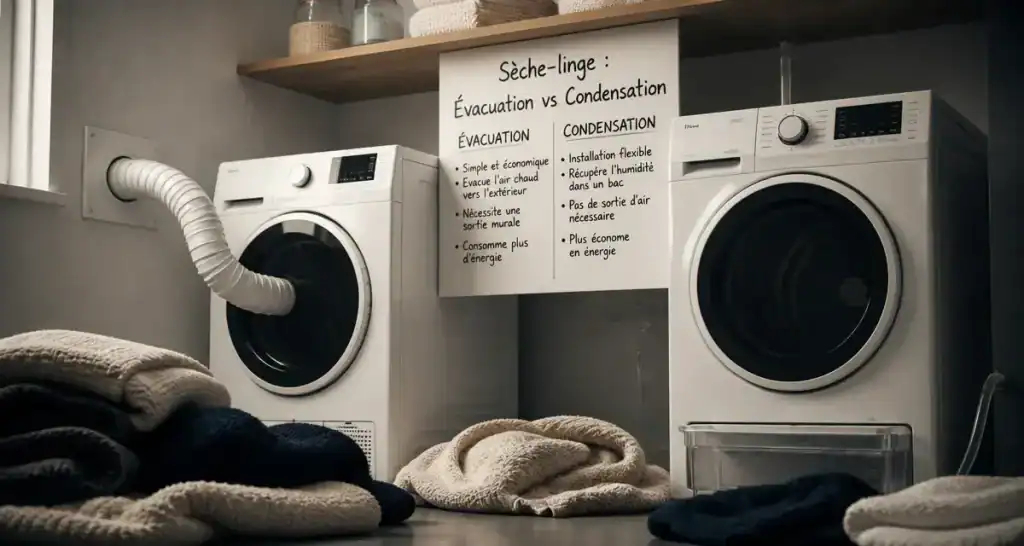 Sèche-linge à condensation ou évacuation : 3 critères pour choisir sans se tromper