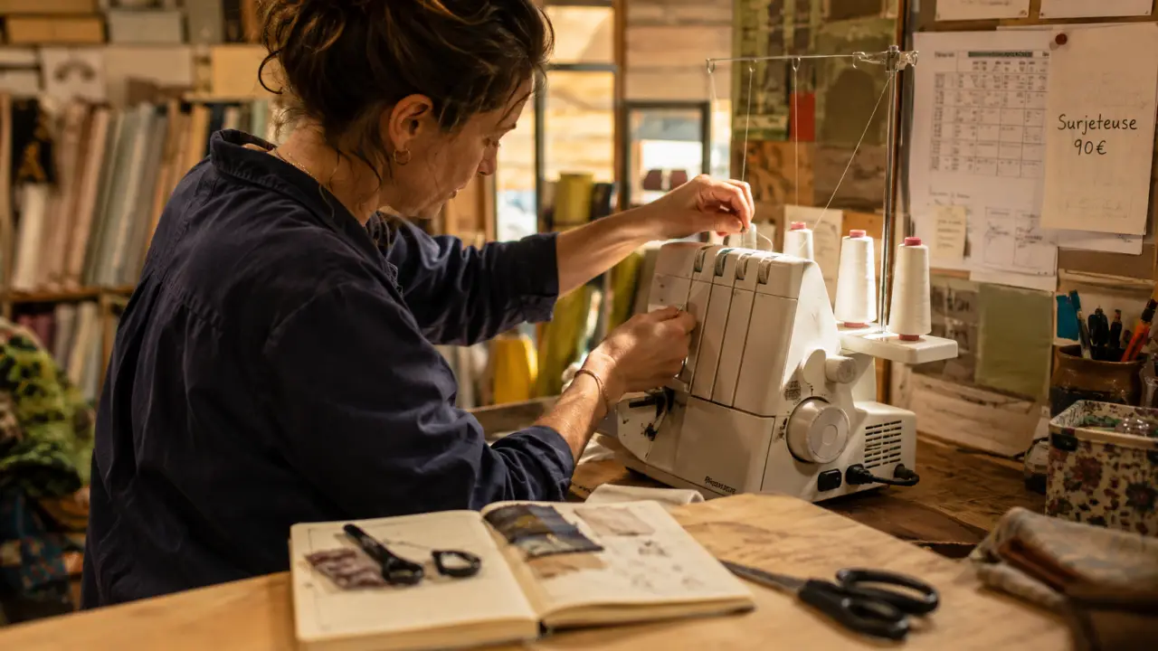Cours de couture ecolaine rennes : surjeteuse 90€ en tissu à Rennes