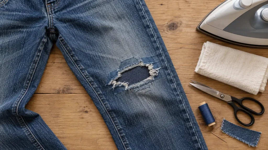Réparer un trou dans un jean sans machine à coudre : trois méthodes selon la zone